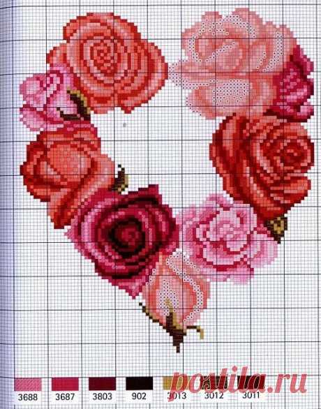 Схемы для вышивки: сердца / Схемы / Бусинка