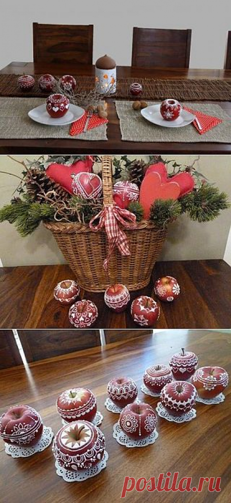 Нарядные яблоки (глазурь= лимонный сок и сахарная пудра)