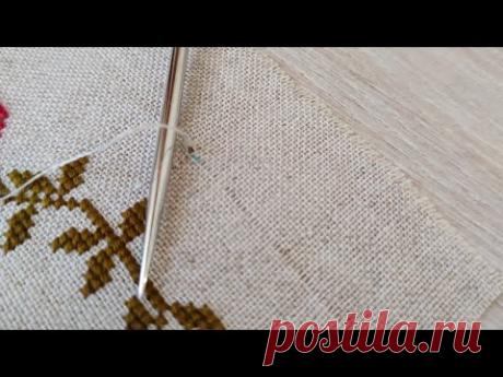 Как оформить вышивку в ткань. Простой мешочек на резинке.  Шьем дома.