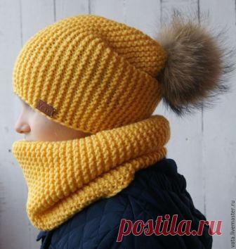 Шапка-бини и снуд платочной вязкой (Вязание спицами) — Журнал Вдохновение Рукодельницы