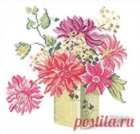 Схема вышивки крестом Георгины (Цветы)