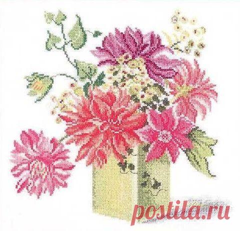 Схема вышивки крестом Георгины (Цветы)