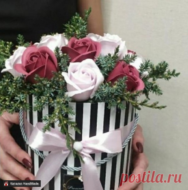 15 ароматных роз из мыла в новогодней композиции купить в Беларуси HandMade, цены в интернет магазинах
