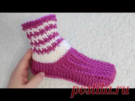 Красивые следки-носки спицами. Мастер класс.