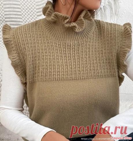 Безрукавка Предлагаю вниманию рукодельниц стильную безрукавку из интернета. Схема узора для лицевых и изнаночных рядов.