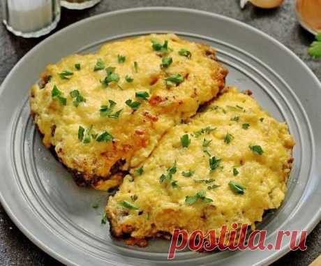 ​Стейки с грибами и сыром