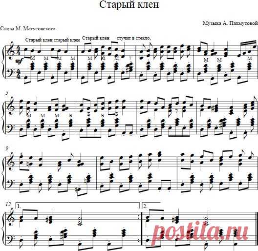 ноты для фортепиано песен  старый клен: 9 тыс изображений найдено в Яндекс.Картинках