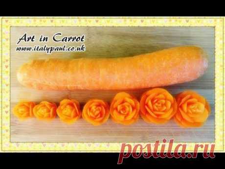 ▶ Art In Carrot Show - Vegetable Carving Carrot Roses - Carrot Flowers Garnish - YouTube