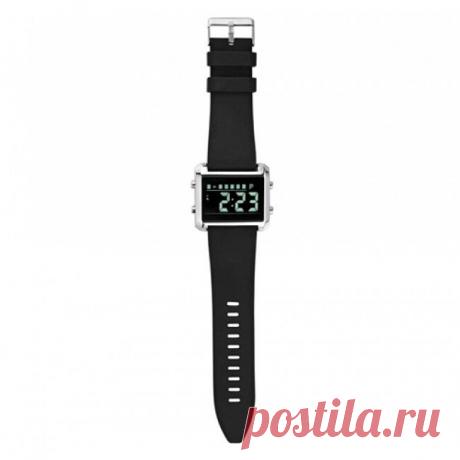 🕴🕴 элегантные мужские часы в серебристом корпусе с классическим черным ремешком. Подсветка циферблата, секундомер, будильник, установка даты, 12/24 - часовой диапазон