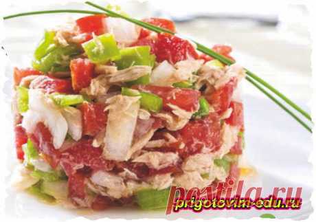 Салат из помидор с тунцом и перцем 🥣. Кулинарные рецепты с фото и видео