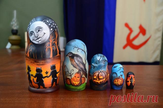Ручная роспись русской гнездовой куклы Матрешки Хэллоуин | Etsy