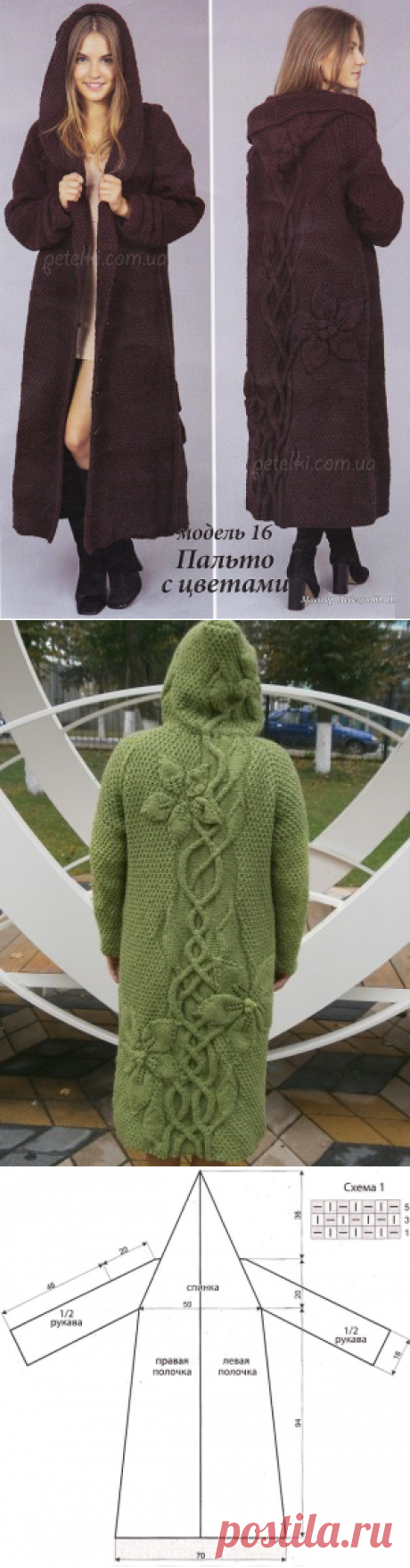 Длинное пальто с цветами