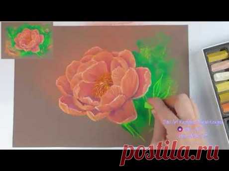Рисуем сухой пастелью красивый пион пион! #Dari_Art