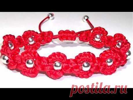 COMO HACER UNA PULSERA CON CUENTAS Y FLORES DE NUDOS DE MACRAME. TUTORIAL DIY - YouTube