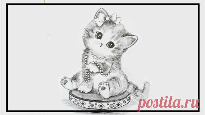 Рисуем карандашом котенка | Рисование и роспись  