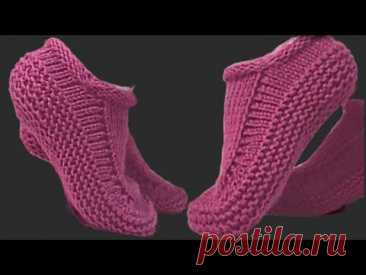 Следки - тапочки спицами. Просто и быстро.#(2023)