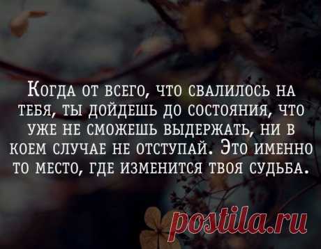 Когда от всего, что свалилось на тебя, ты дойдешь до состояния, что уже не сможешь выдержать, ни в коем случае не отступай… Это именно то место, где изменится твоя судьба | Мир позитивных новостей