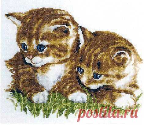 Схема вышивки крестом “Два котенка”