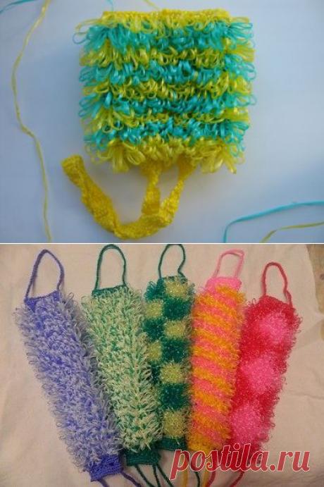 Мастер-класс вязания мочалки цилиндрической с двумя ручками. / Вязание крючком / Вязаные крючком аксессуары