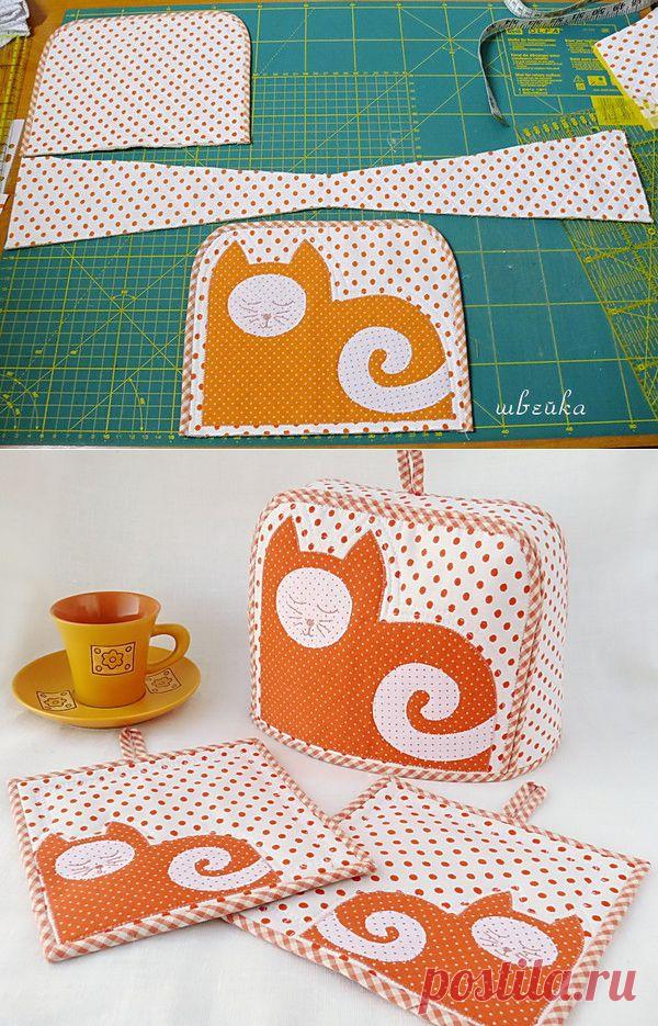 ЛОСКУТНОЕ ШИТЬЕ. ПРИХВАТКИ НА КУХНЮ - КОТИКИ | Самоцветик