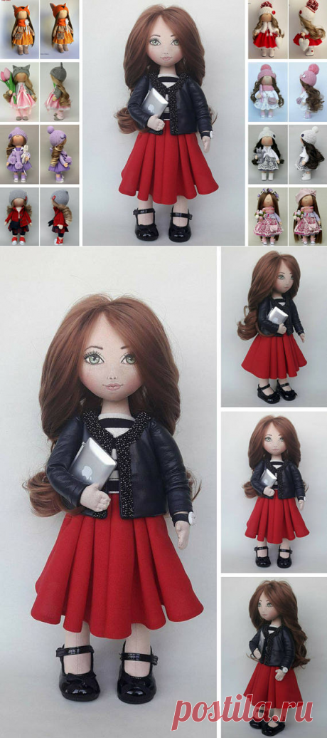 Tilda Doll Handmade Doll Fabric Doll Red Doll Photo doll