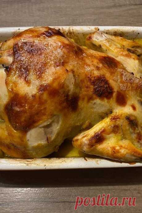 Фаршированная курица с яблоками и черносливом в духовке