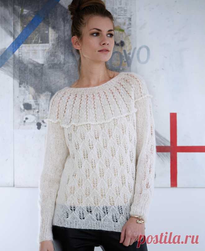 Ажурный джемпер с круглой кокеткой - Verena.ru