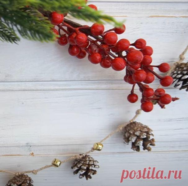 как сделать гирлянду из настоящих шишек