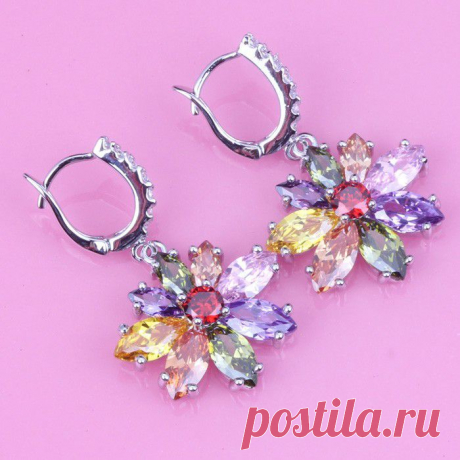 Лучшие подарки! Редкие коричневый Morganite аметист гранат цитрин перидот розовый топаз серебро и 18 К золото заполненные серьги E436, принадлежащий категории Висячие серьги и относящийся к Ювелирные изделия на сайте AliExpress.com | Alibaba Group