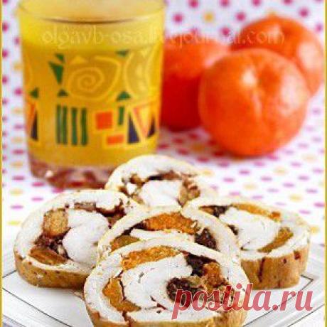 Паровой куриный рулет с мандаринами и черносливом - BestCook