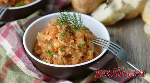 Капуста тушеная с курицей в мультиварке Редмонд