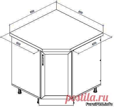 Тумба угловая - чертеж. - Кухни - Готовые проекты - Скачать 3d модели мебели и фурнитуры - Мебель и интерьер своими руками