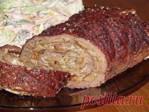 Мясной рулет с грибами | Домашняя кулинария