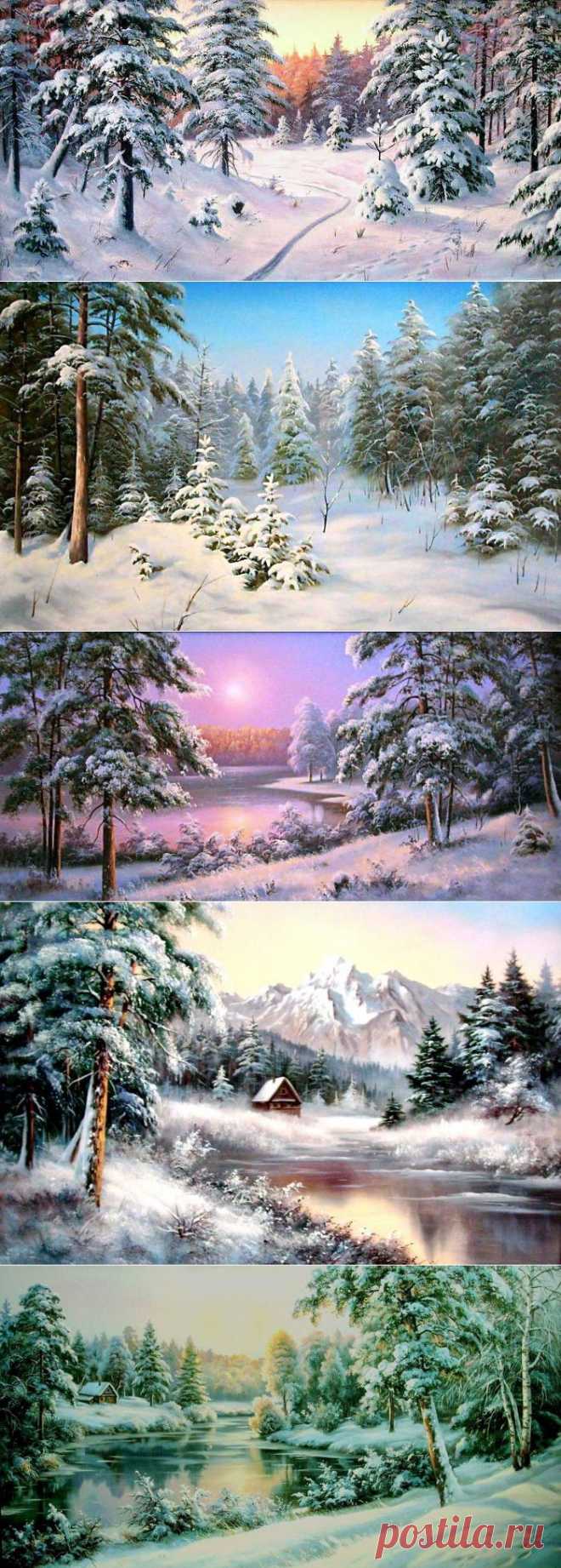 Художник Слободан Трпевски. Заснеженный лес. .