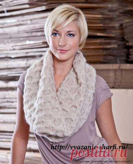 БЕЖЕВЫЙ СНУД УЗОРОМ  СОТЫ  / Вязание как искусство!