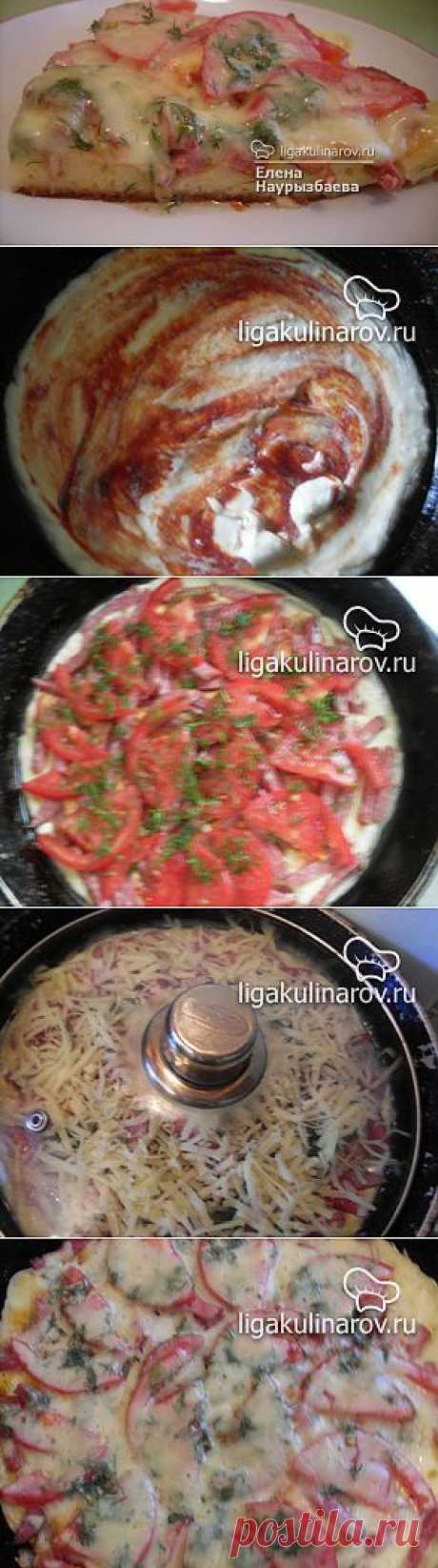 Быстрая пицца на сковороде – рецепт с фото от Лиги Кулинаров, пошаговый рецепт