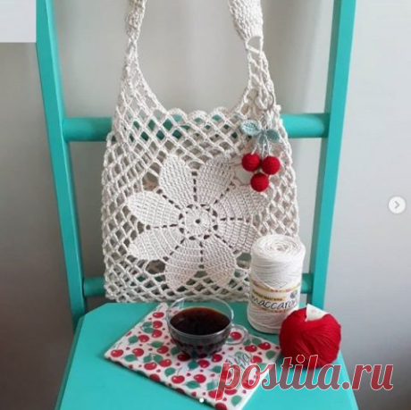 Яркая сумка авоська крючком