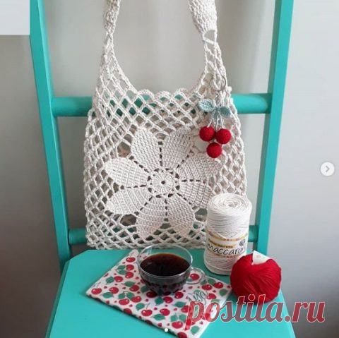 Яркая сумка авоська крючком