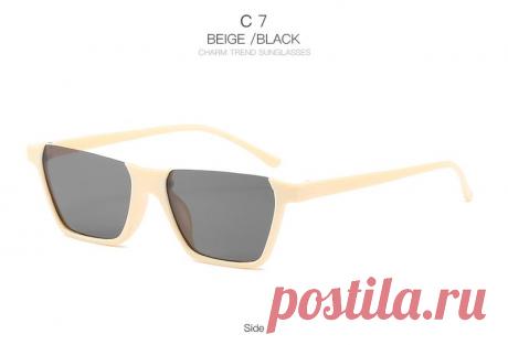 Полуободковые прямоугольные бежевые солнцезащитные очки с серой дымчатой линзой за 235 грн. | Шафа