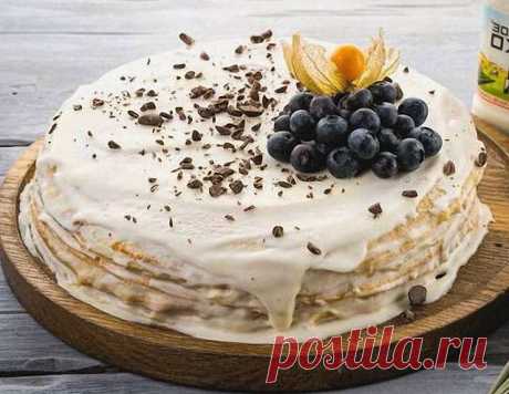 Классический блинный торт со сметанным кремом — Домашняя кулинария