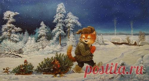 А вот и елка картина А.В.Маскаева, продажа картин в Москве, цены | Интернет магазин Арт Вернисаж