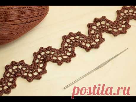 Ленточное кружево &quot;ВОЛНА&quot; вязание крючком Crochet Lace Braid Ribbon Tape Tutorial - YouTube