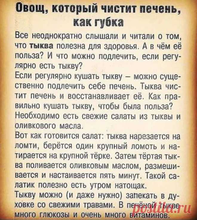 Тыква - овощ который чистит печень как губка