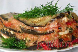 Террин из баклажан с овощами и брынзой.