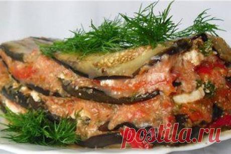 Террин из баклажан с овощами и брынзой.