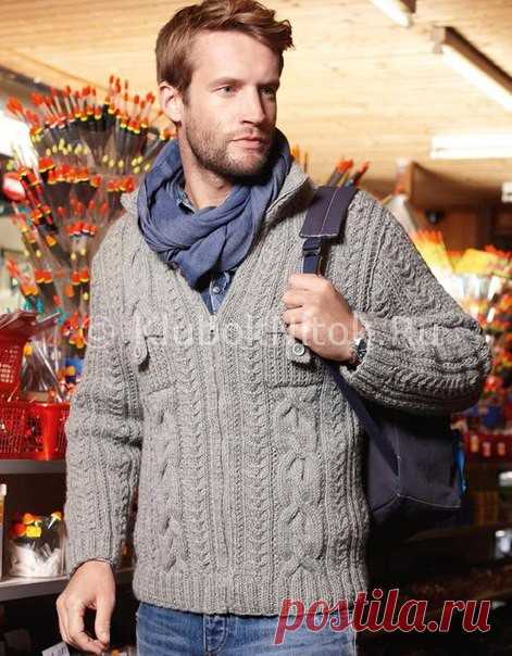 Жакет с застёжкой | Вязание мужское | Вязание спицами и крючком. Схемы вязания.