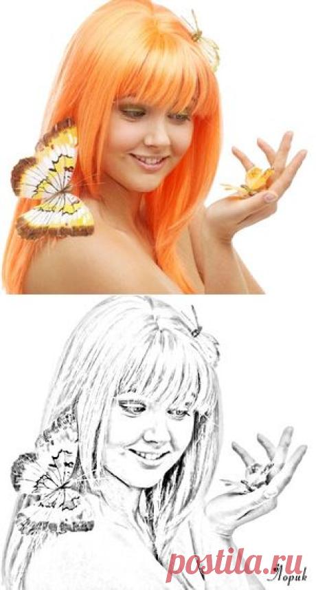 Из фотографии рисунок карандашом за 3 шага
