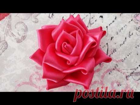 DIY Satin ribbon rose, satin ribbon flower tutorial,how to,kanzashi