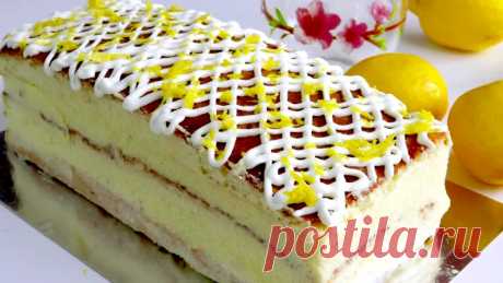 Торт Нежнее не Бывает!Домашний быстрый торт к чаю/ Необыкновенный Яблочно- Лимонный заварной Крем Быстрый простой торт к чаю. Очень нежный и вкусный бисквитный тортик с  необычным заварным яблочно- лимонным кремом.Продукты :бисквитный корж -яйца 4 шт.саха...