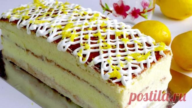 Торт Нежнее не Бывает!Домашний быстрый торт к чаю/ Необыкновенный Яблочно- Лимонный заварной Крем Быстрый простой торт к чаю. Очень нежный и вкусный бисквитный тортик с  необычным заварным яблочно- лимонным кремом.Продукты :бисквитный корж -яйца 4 шт.саха...